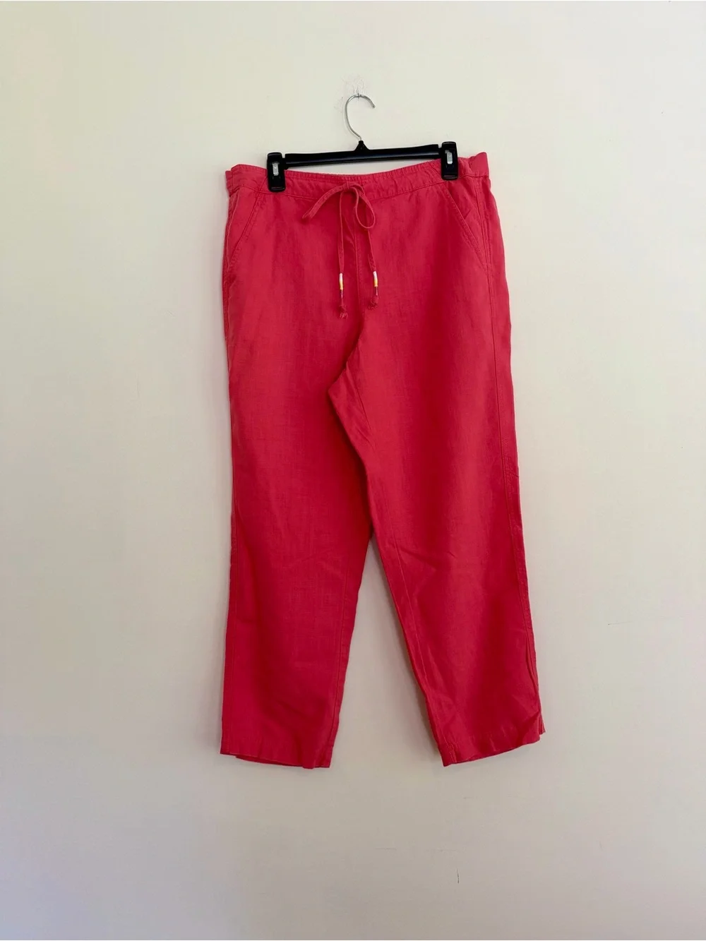 J.Crew Seaside Linen Blend Pants Medium Pink Coral Drawstring Beach Resort